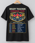 Brady Tkachuk Canadian Tour T-Shirt back graphic with 2026-27 tour dates